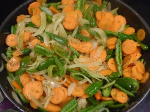 Chillies, carrots and onions